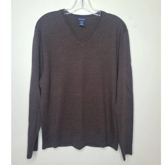 Gap brown merino wool v-neck sweater - medium - Picture 1 of 5